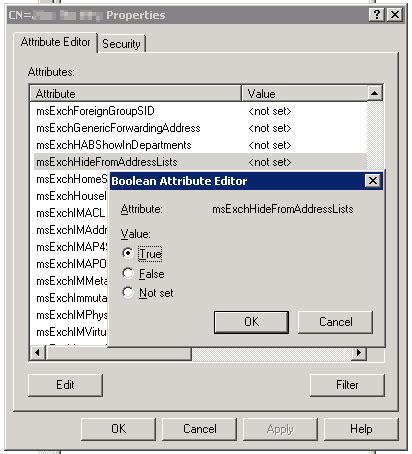 Select View, and then make sure that the Advanced Features option is selected. . Msexchhidefromaddresslists missing